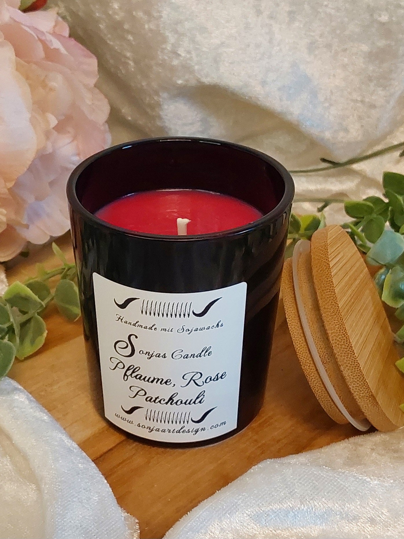 Kriechenpflaume, Rose, Patchouli Duftkerze