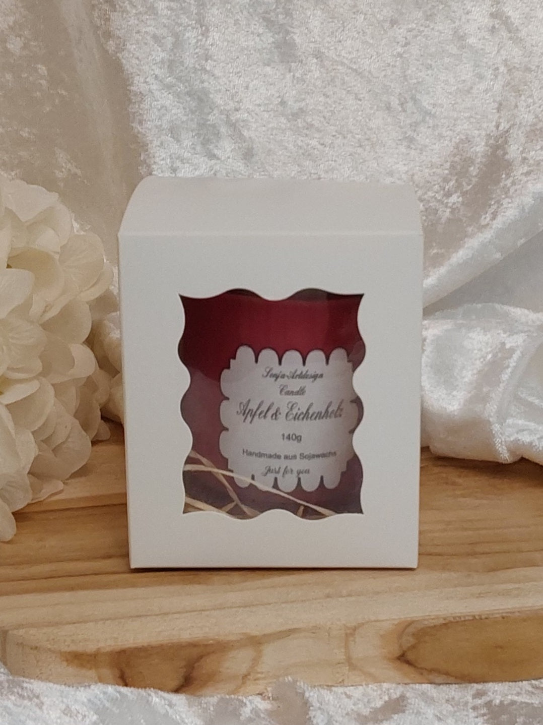 Duftkerze im Glas Apfel & Eichenholz