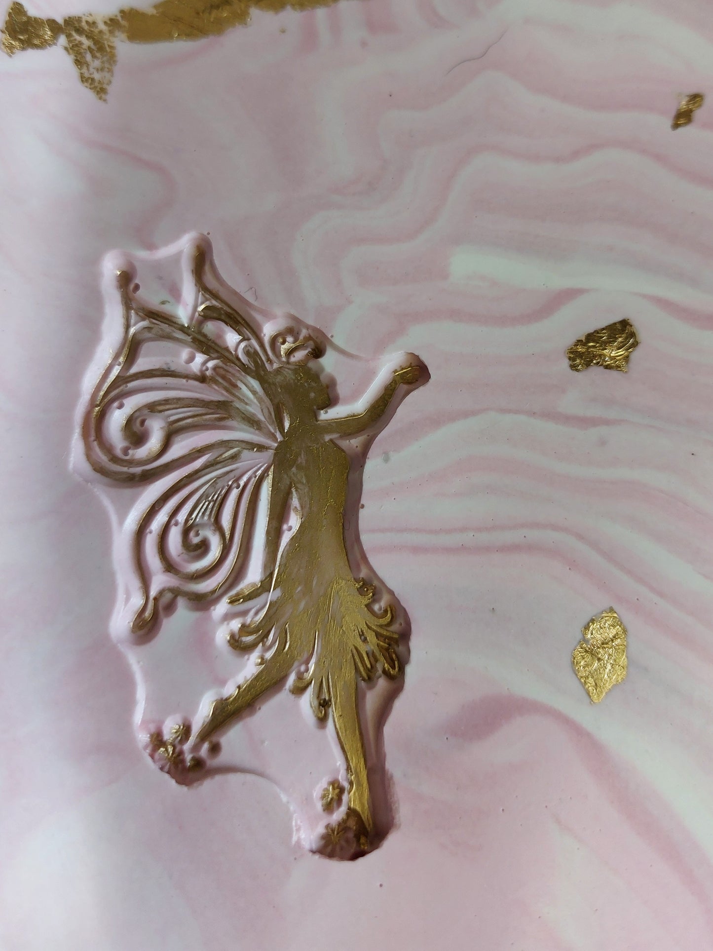 Jesmonite Schale Rosa/Weiß mit Gold