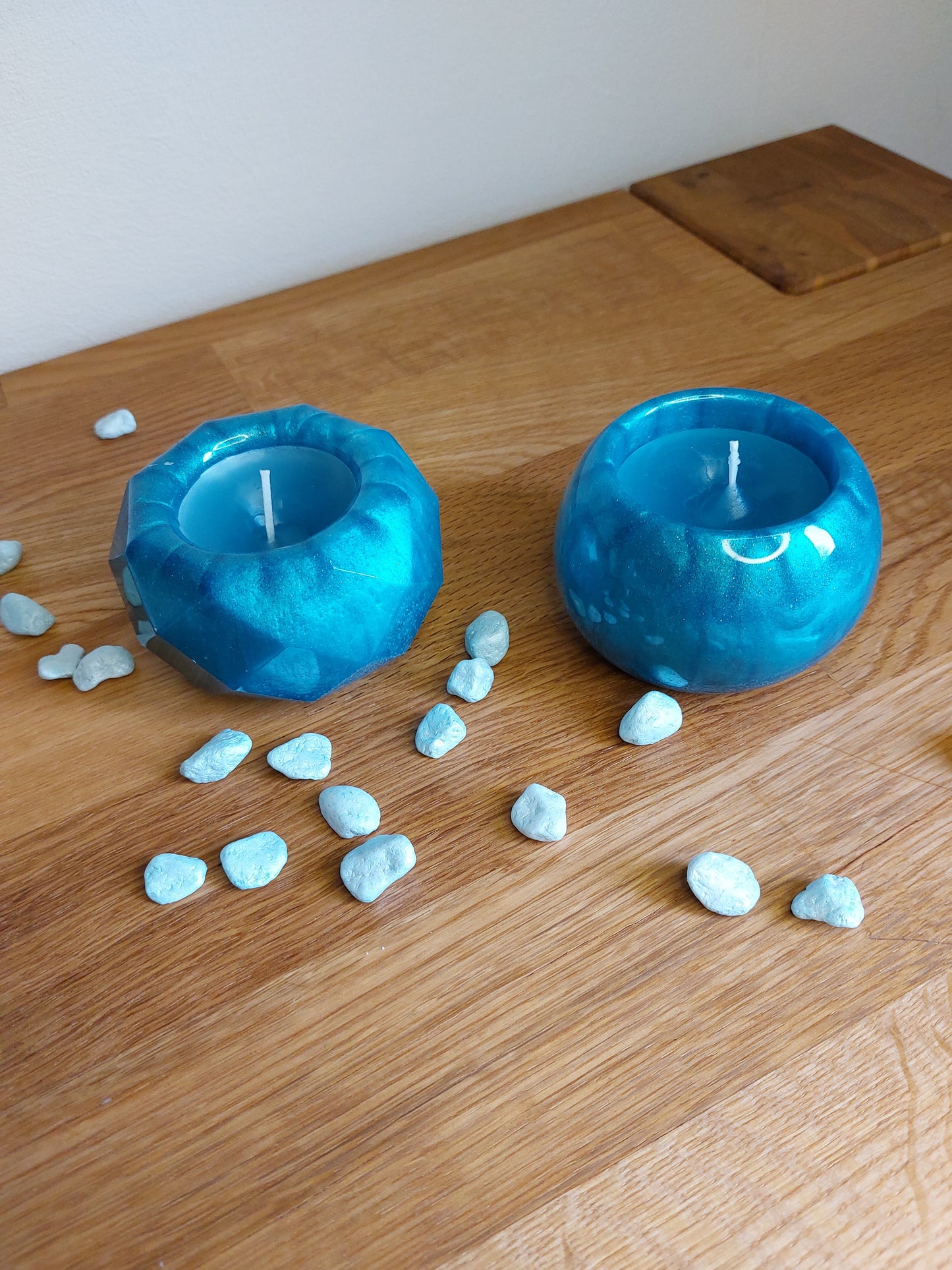 Resin Teelichter in Blau 2er Set
