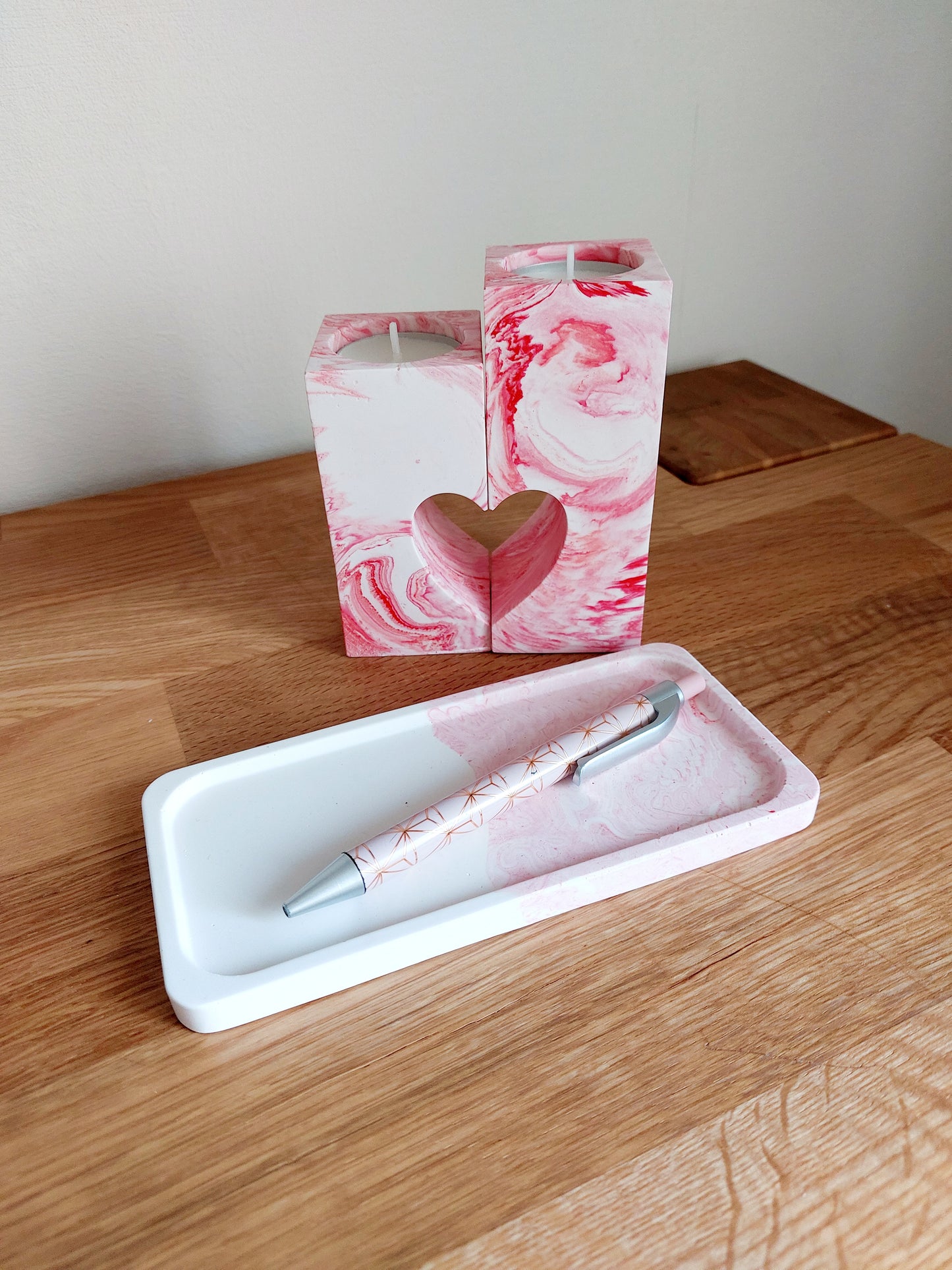 Kleines Tablett/Schälchen Herz-Teelicht 2teilig