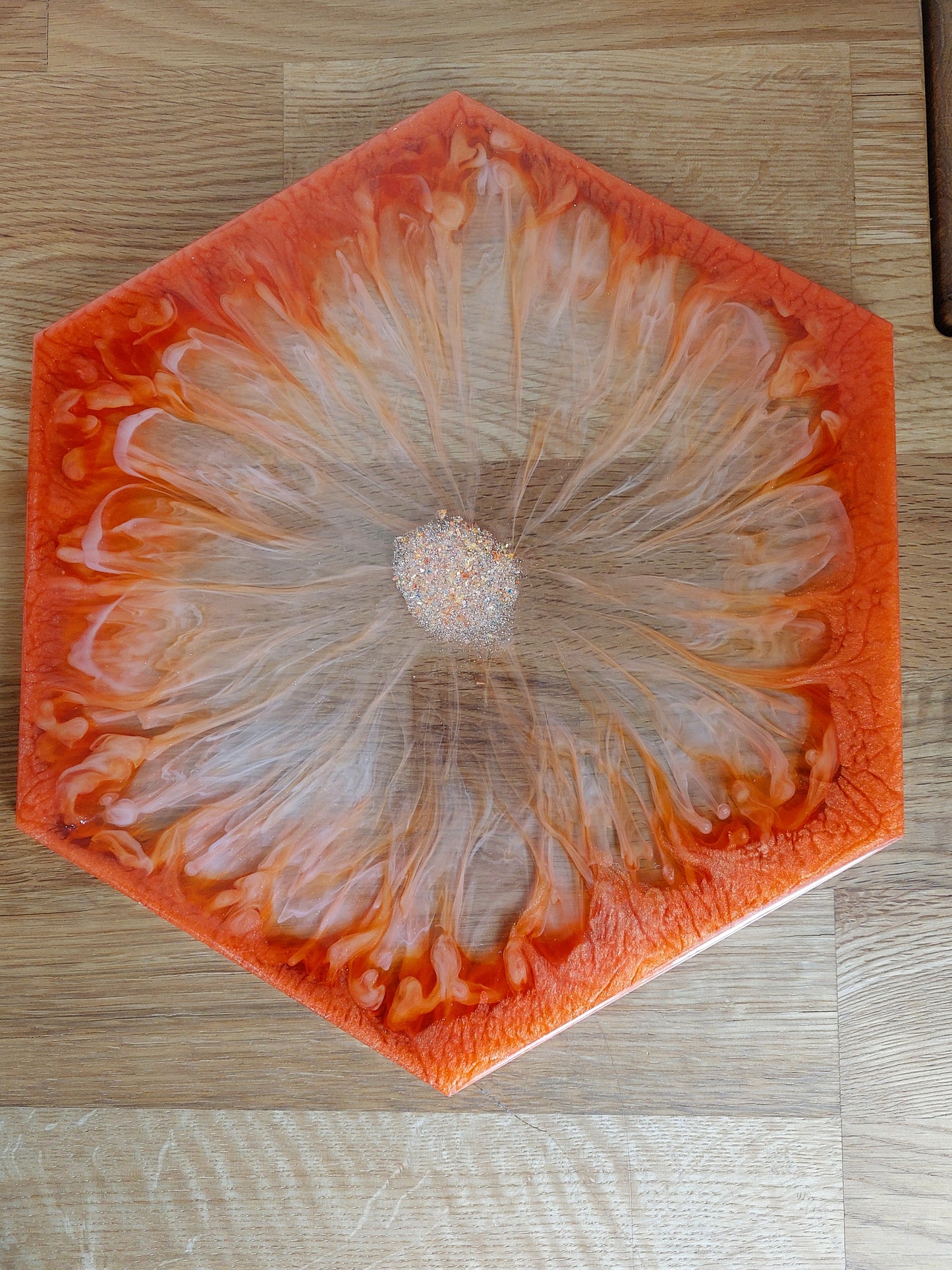 Resin Tablett Untersetzer und Federschale in Orange