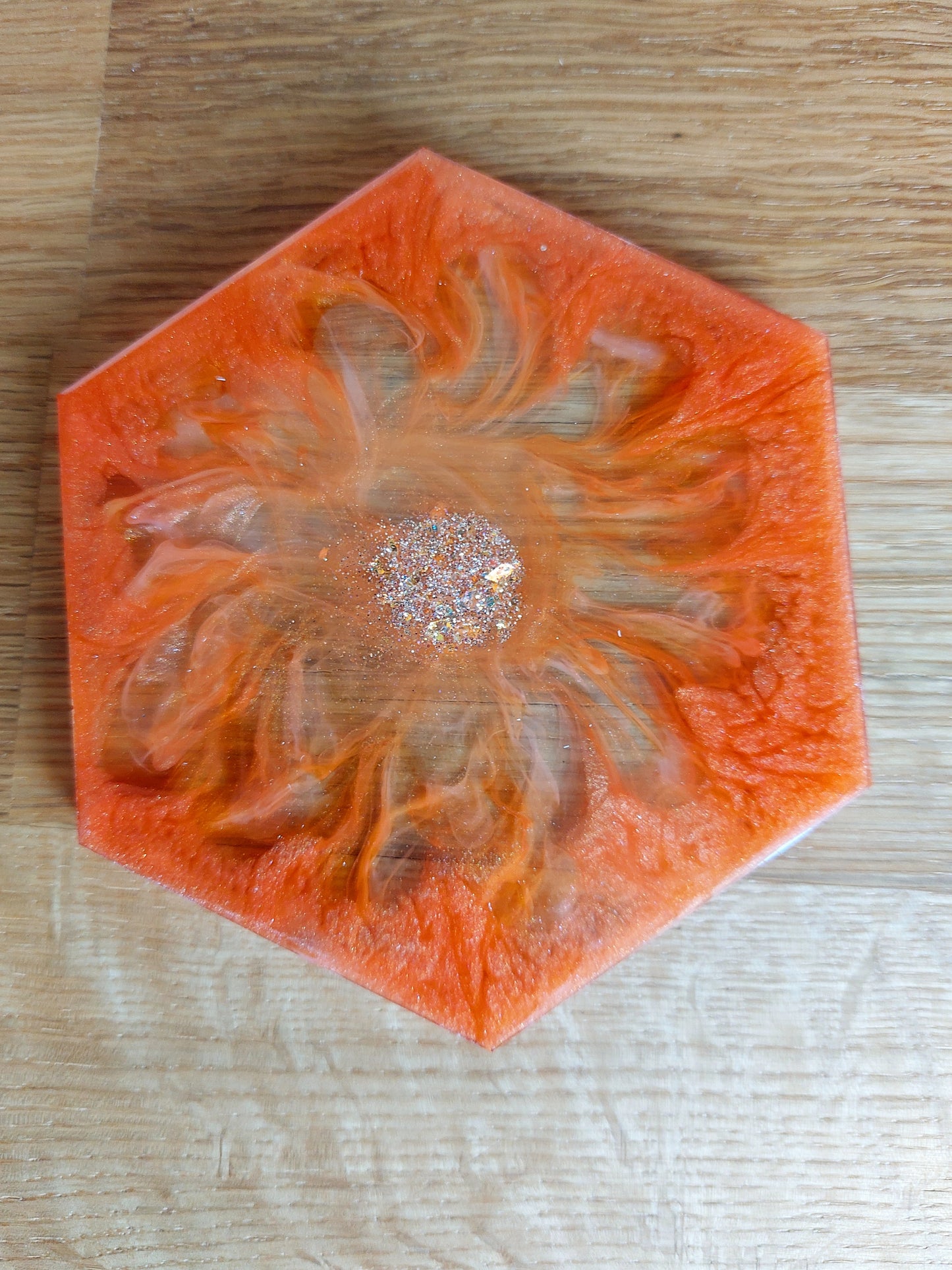 Resin Tablett Untersetzer und Federschale in Orange