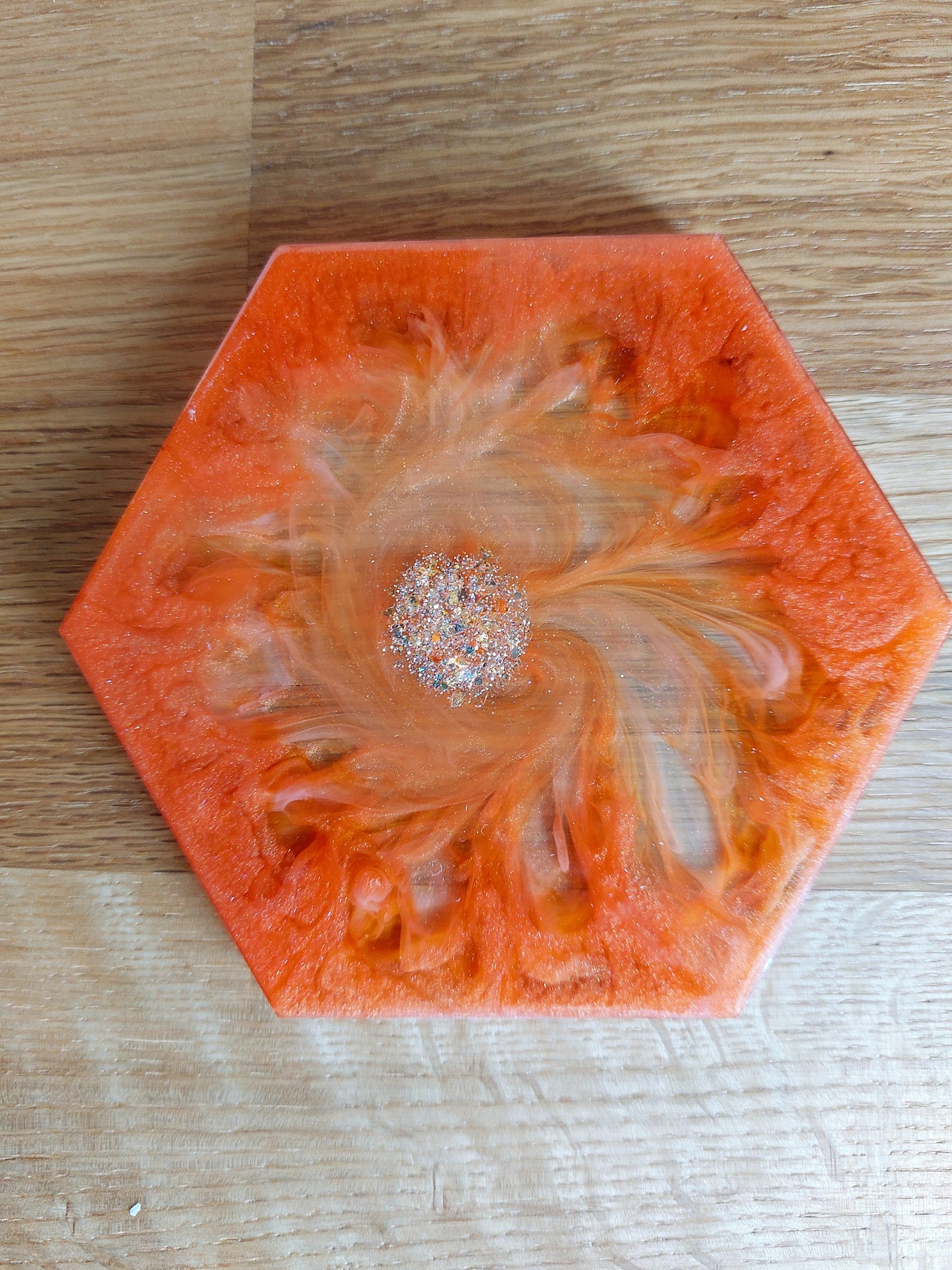 Resin Tablett Untersetzer und Federschale in Orange