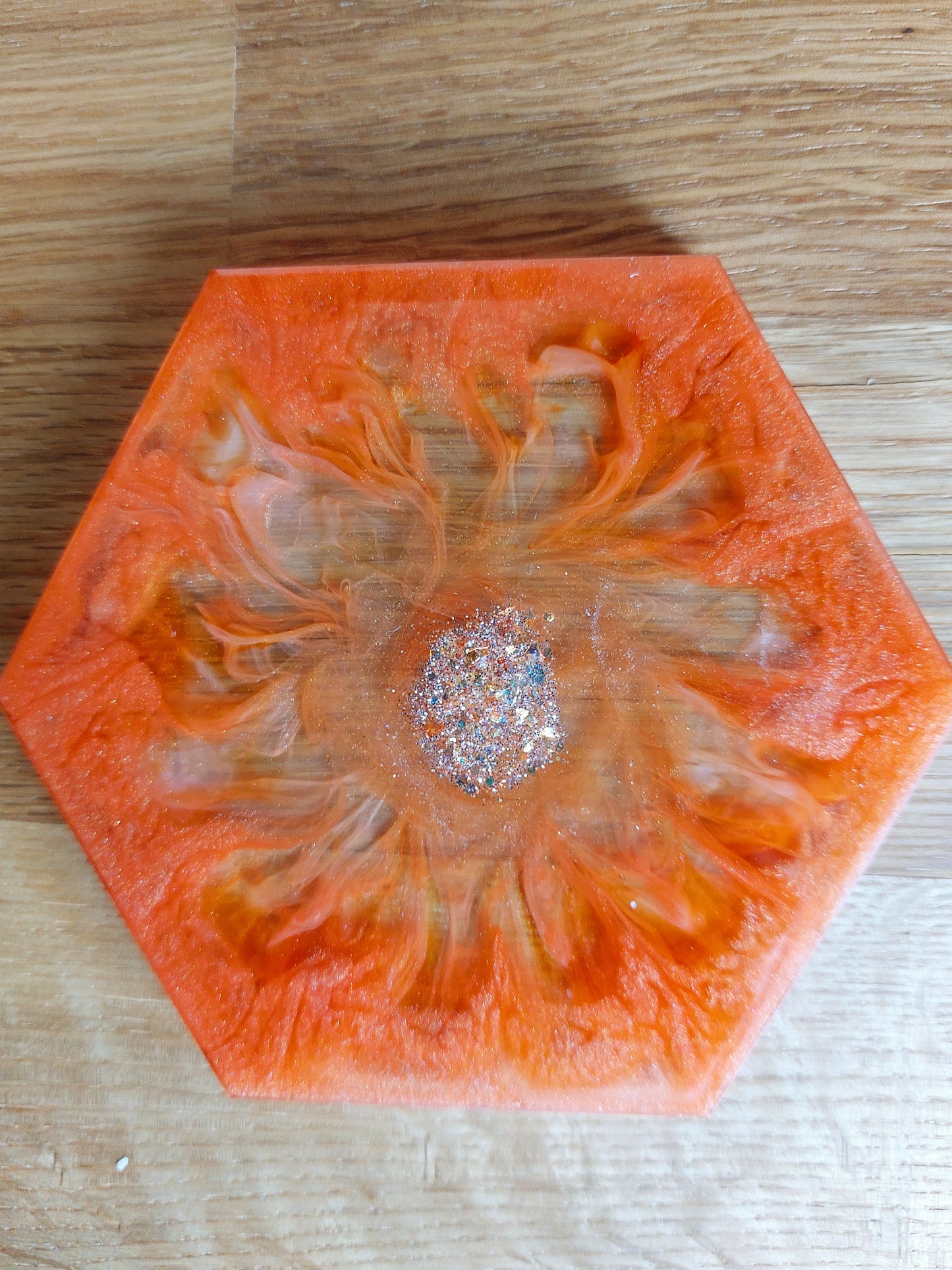 Resin Tablett Untersetzer und Federschale in Orange