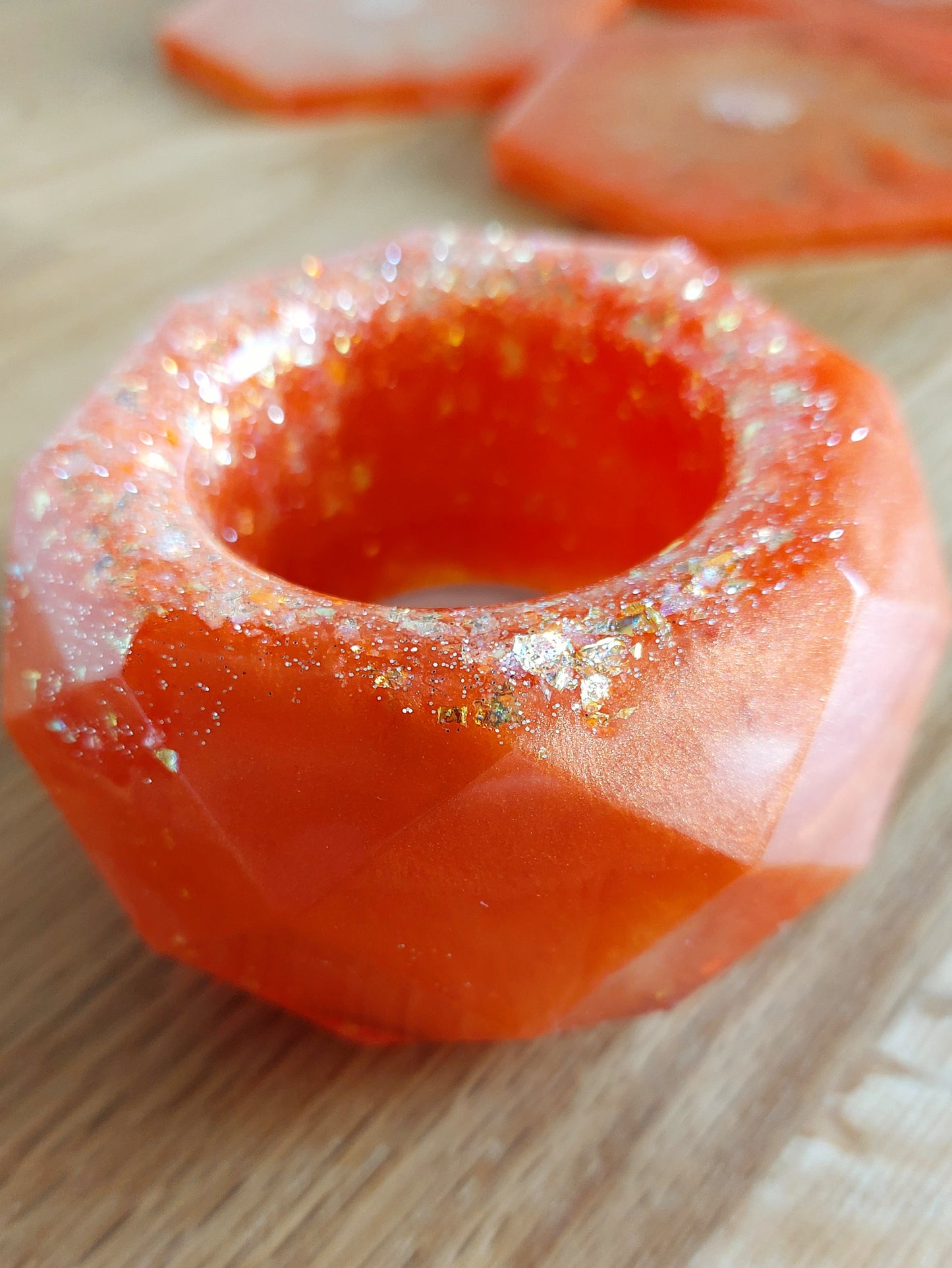 Resin Tablett Untersetzer und Federschale in Orange