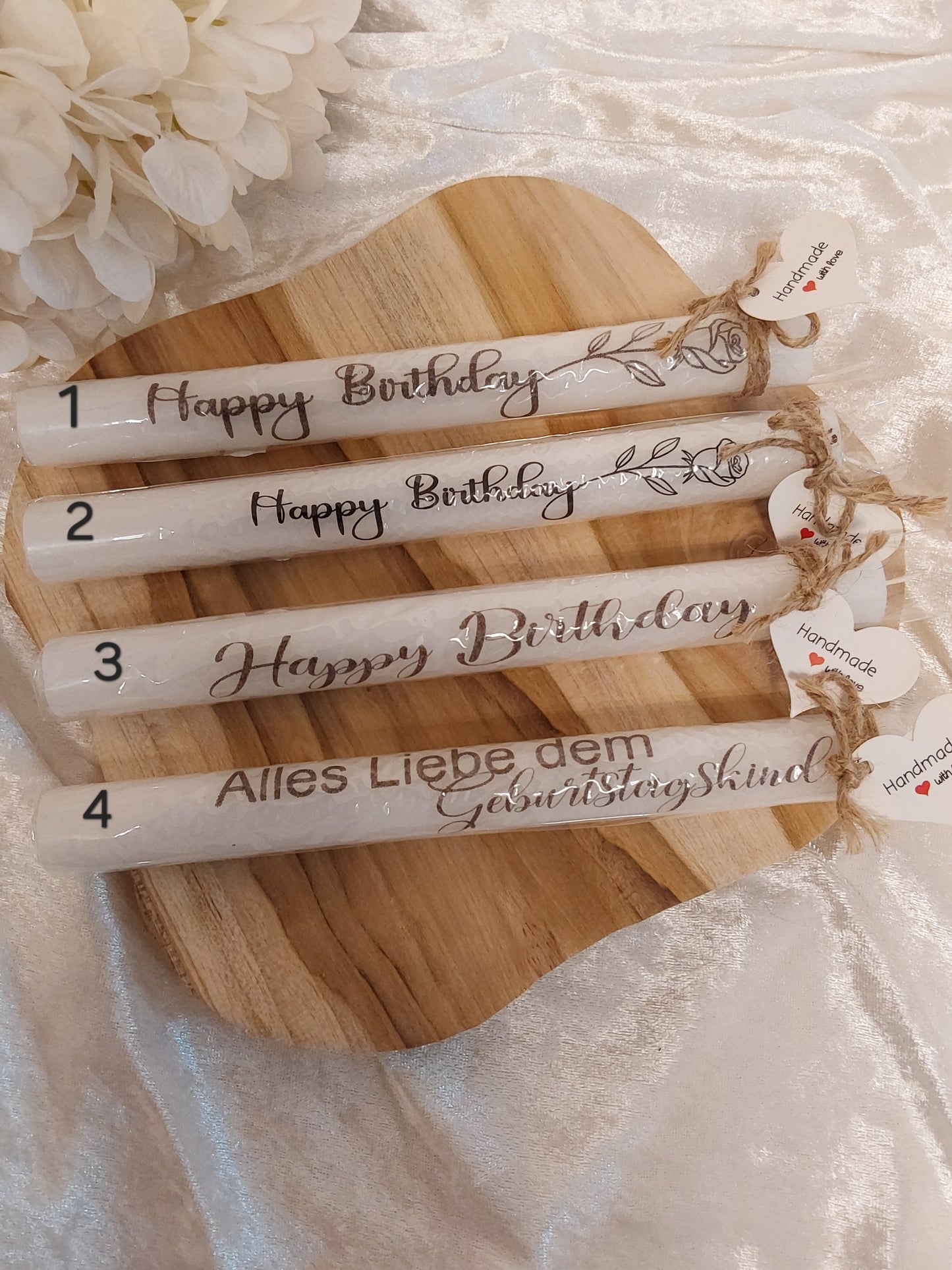 Stabkerzen mit Aufschrift