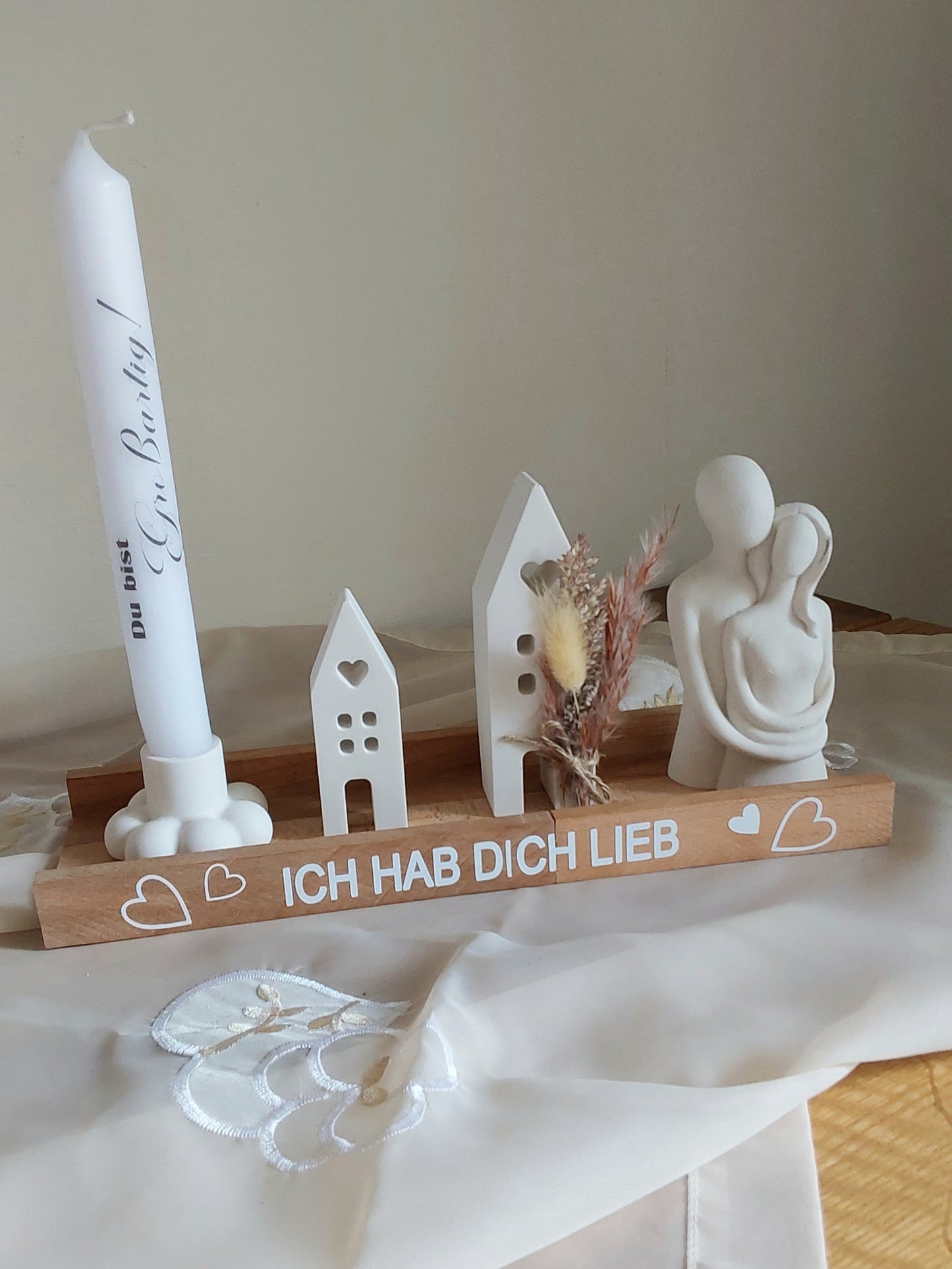 Geschenk-Set Holztablett Häuschen Valentinstag