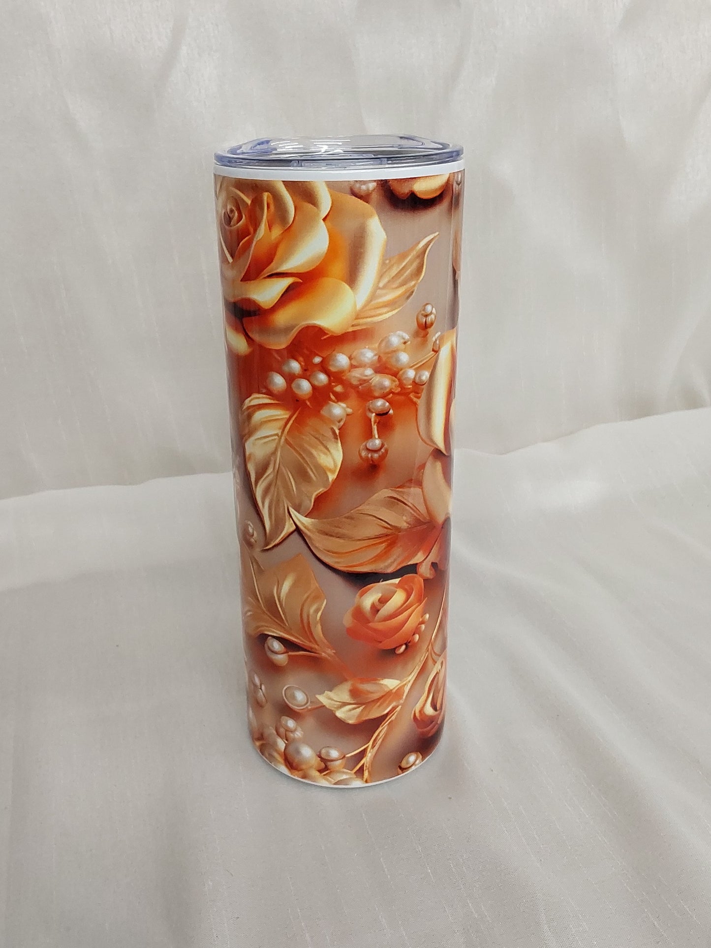 Tumbler 3D goldene Rosen Perlen sublimiert