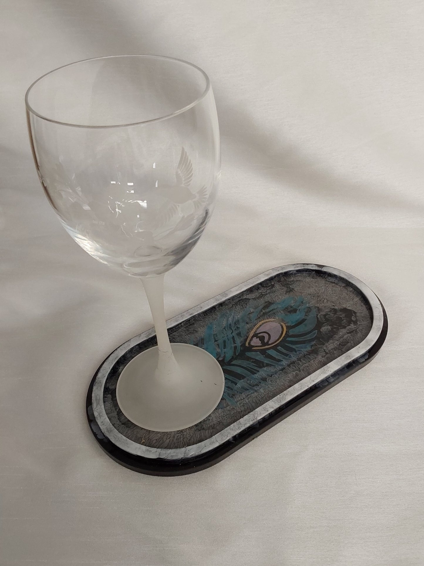 Resin Schale/kleines Tablett Pfauenfeder