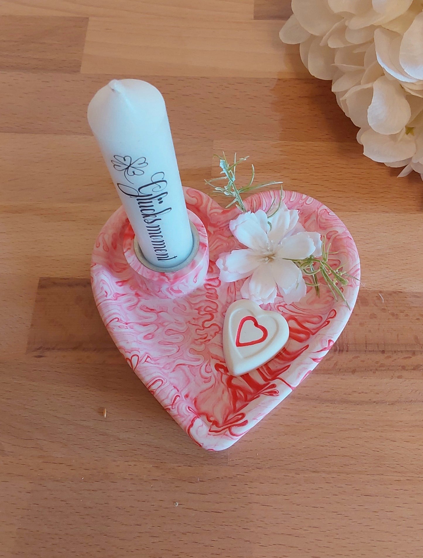 Herz-Kerzenteller Glücksmoment