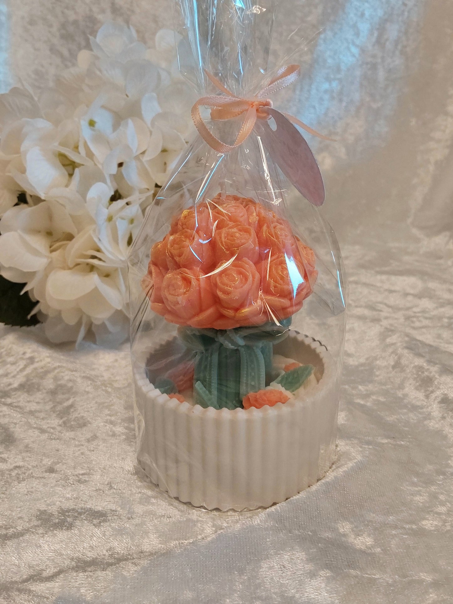 Rosensträußchen im Gefäß Geschenkkerze