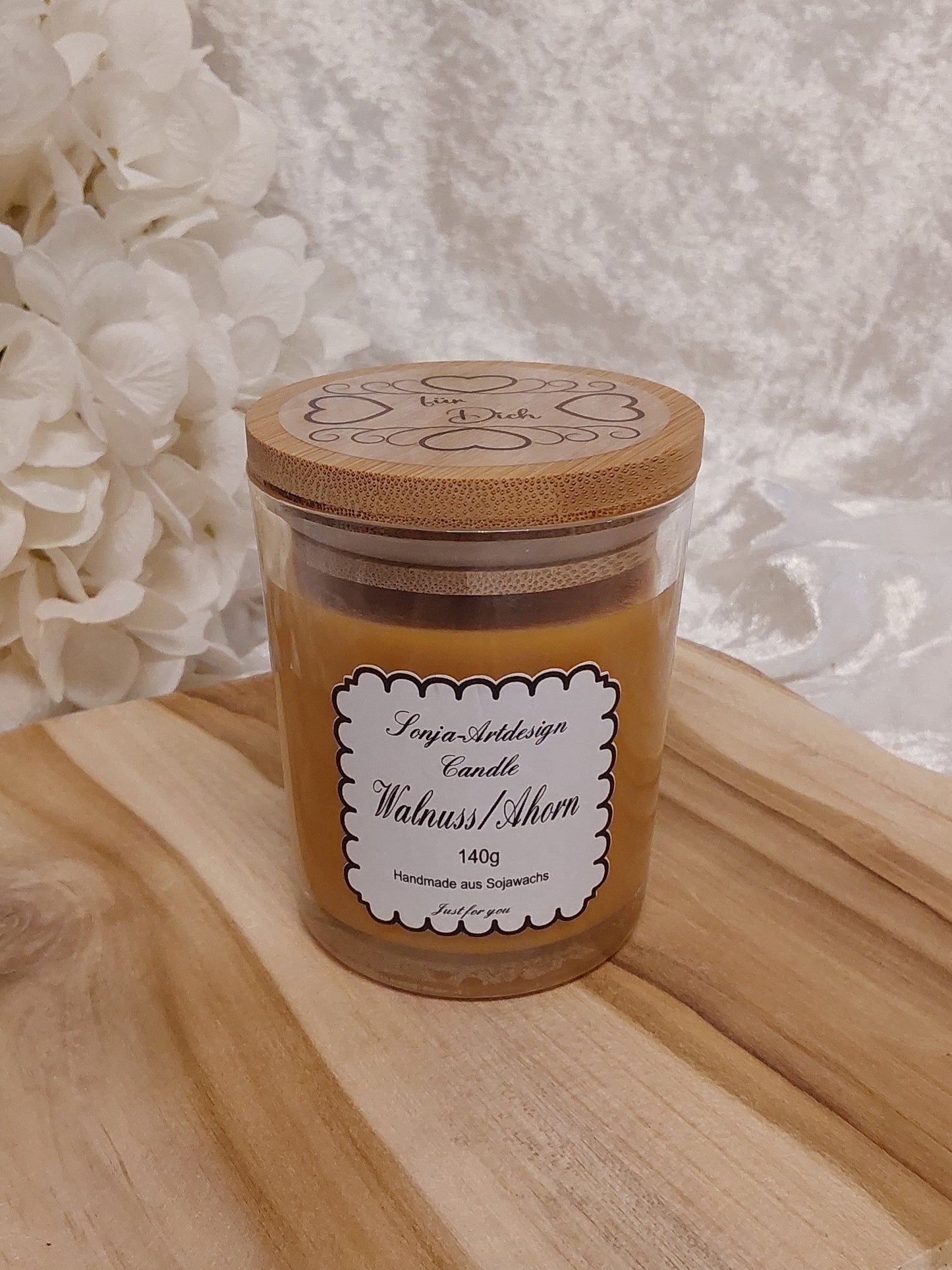 Duftkerze im Glas, Walnuss/Ahorn 140g