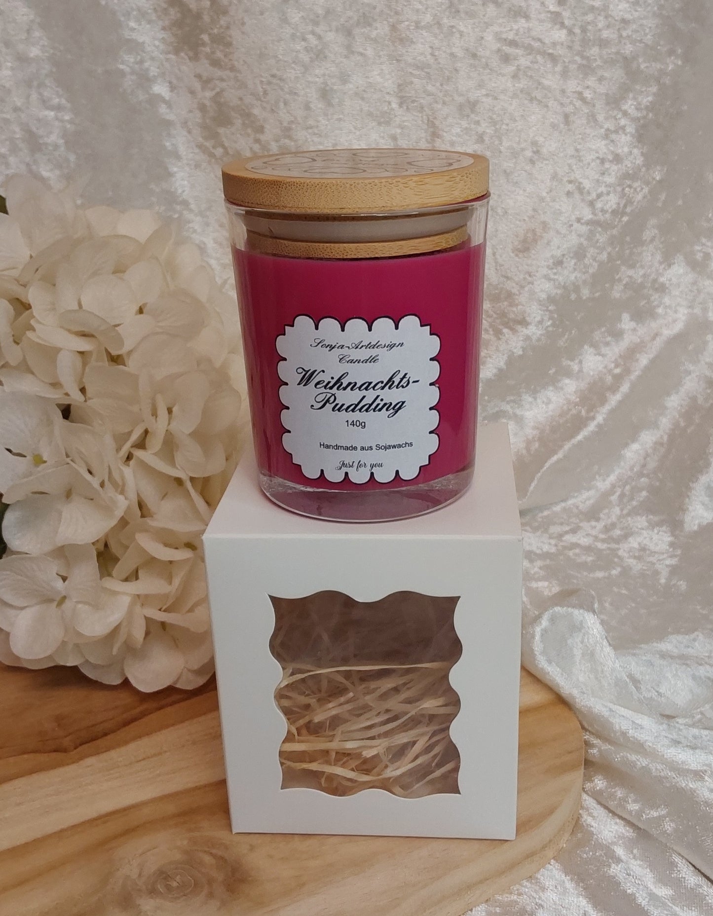 Duftkerze im Glas Weihnachtspudding