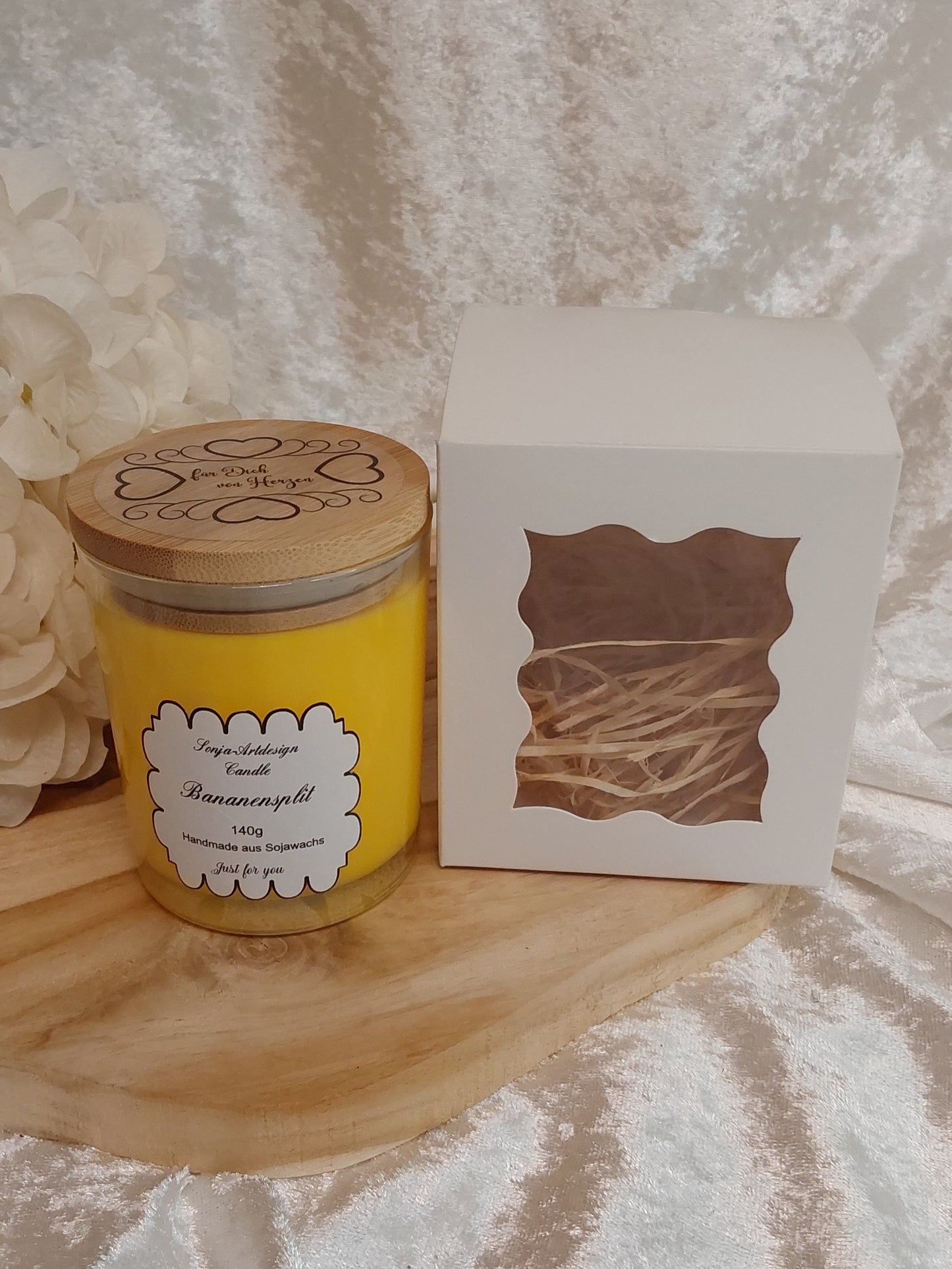 Duftkerze im Glas Bananensplit 140g