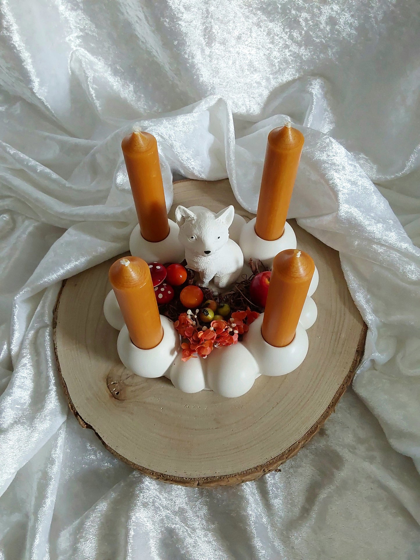 Runder Bubble-Kerzenhalter mit Fuchs