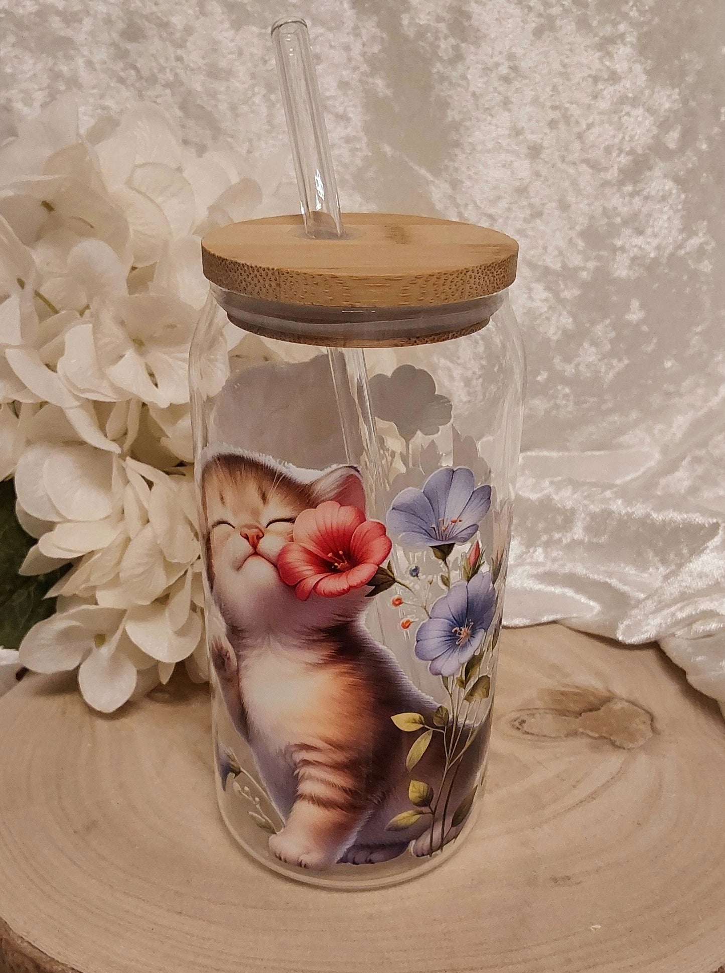 Trink-Glas mit Katzen-Motiv
