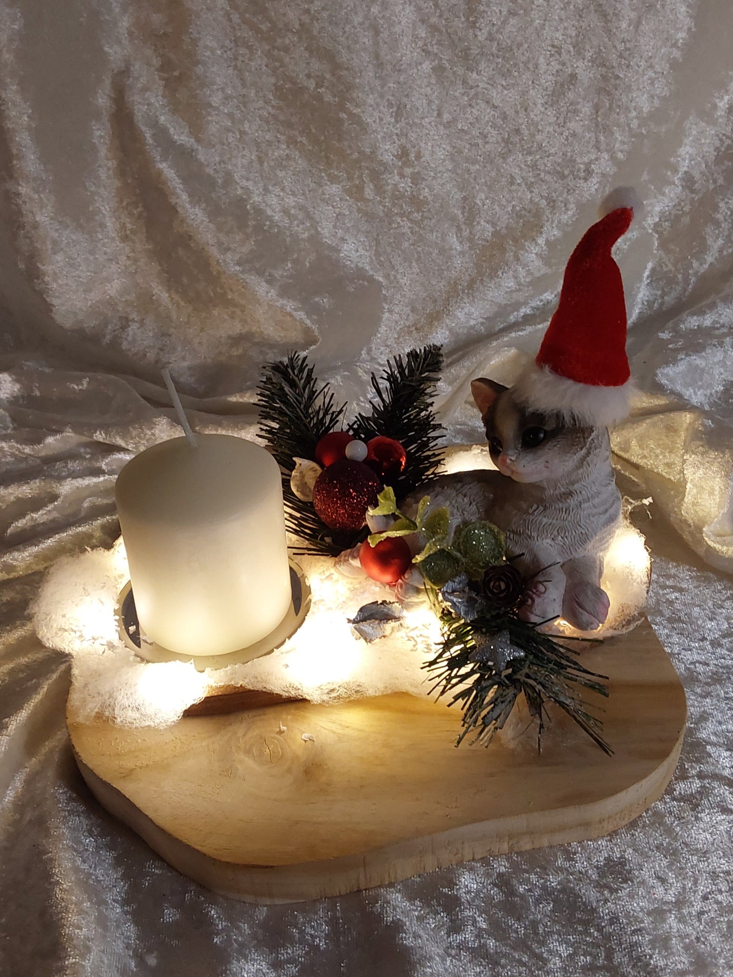 Kleines Weihnachtsgesteck für Katzenliebhaber