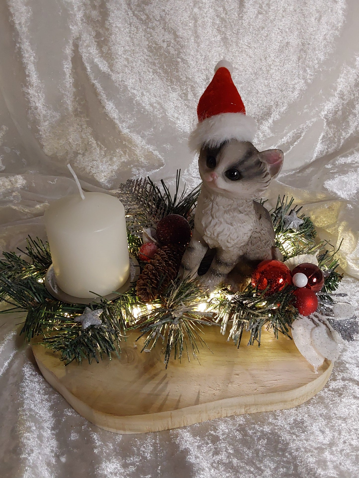 Kleines Weihnachtsgesteck für Katzenliebhaber