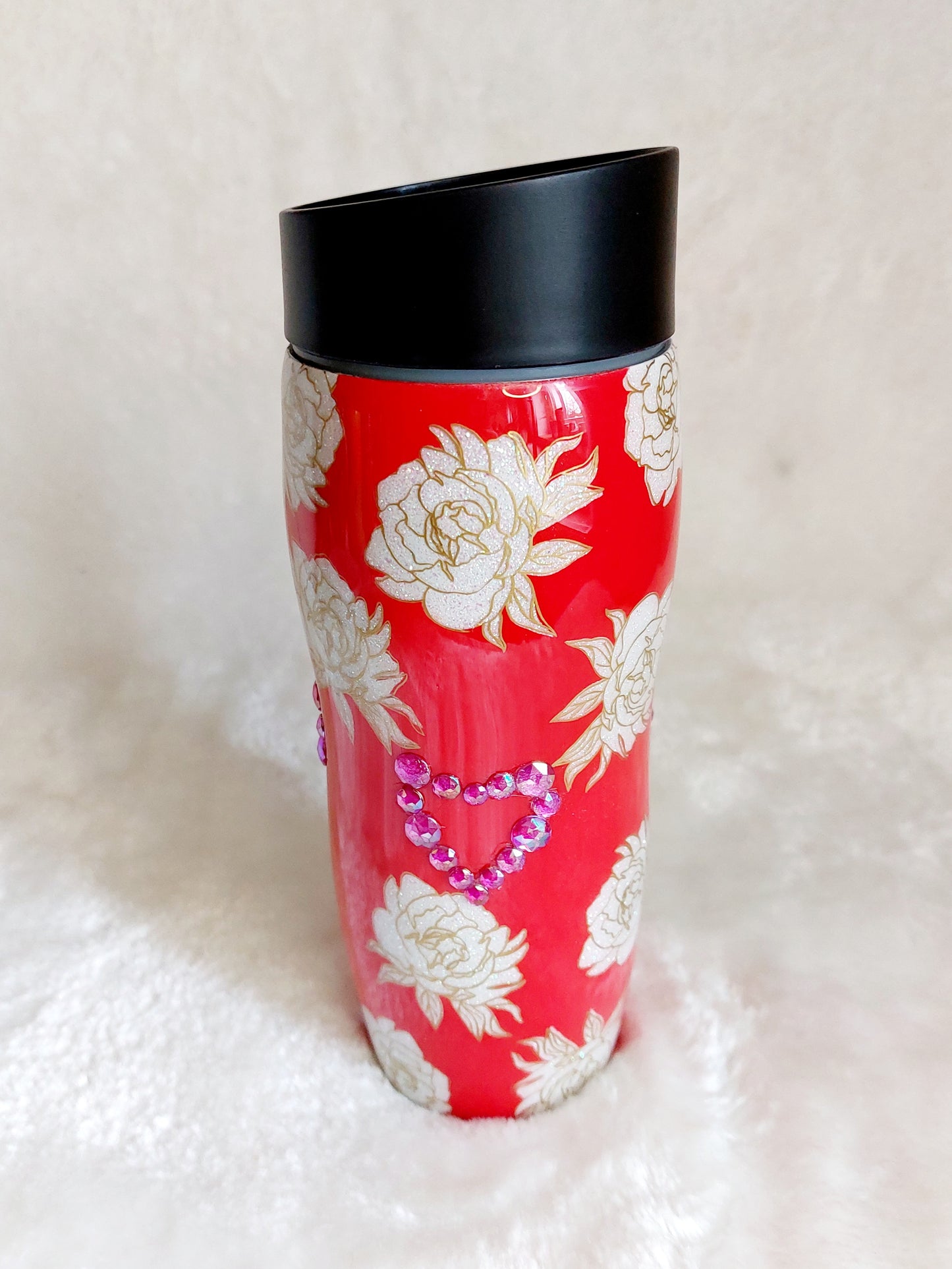 Tumbler Rosen Rot Strasssteine