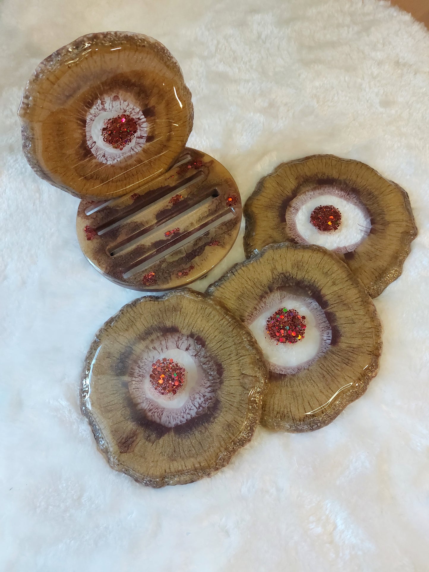 Resin Untersetzer Set mit Halter