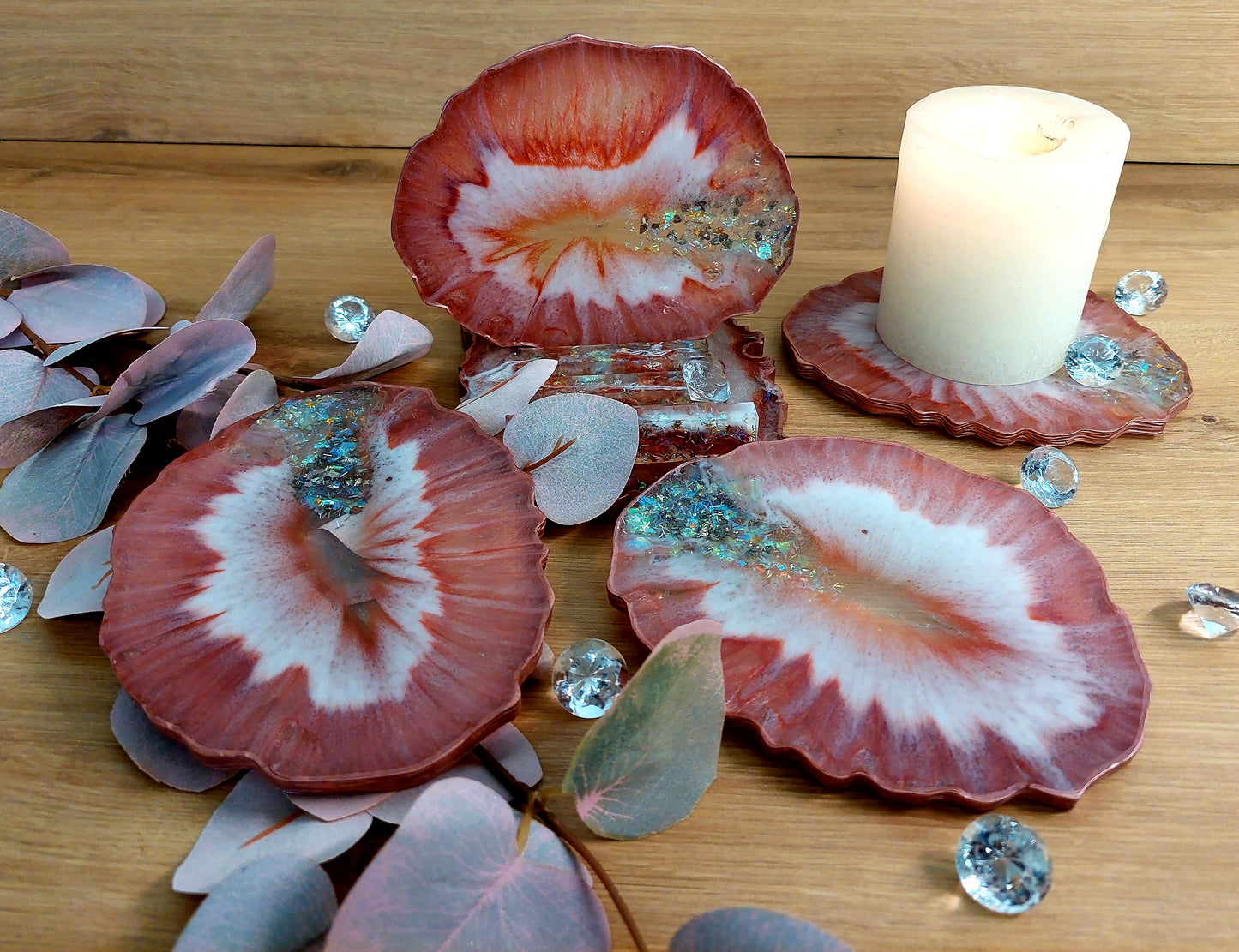 Resin Untersetzer Set mit Halter