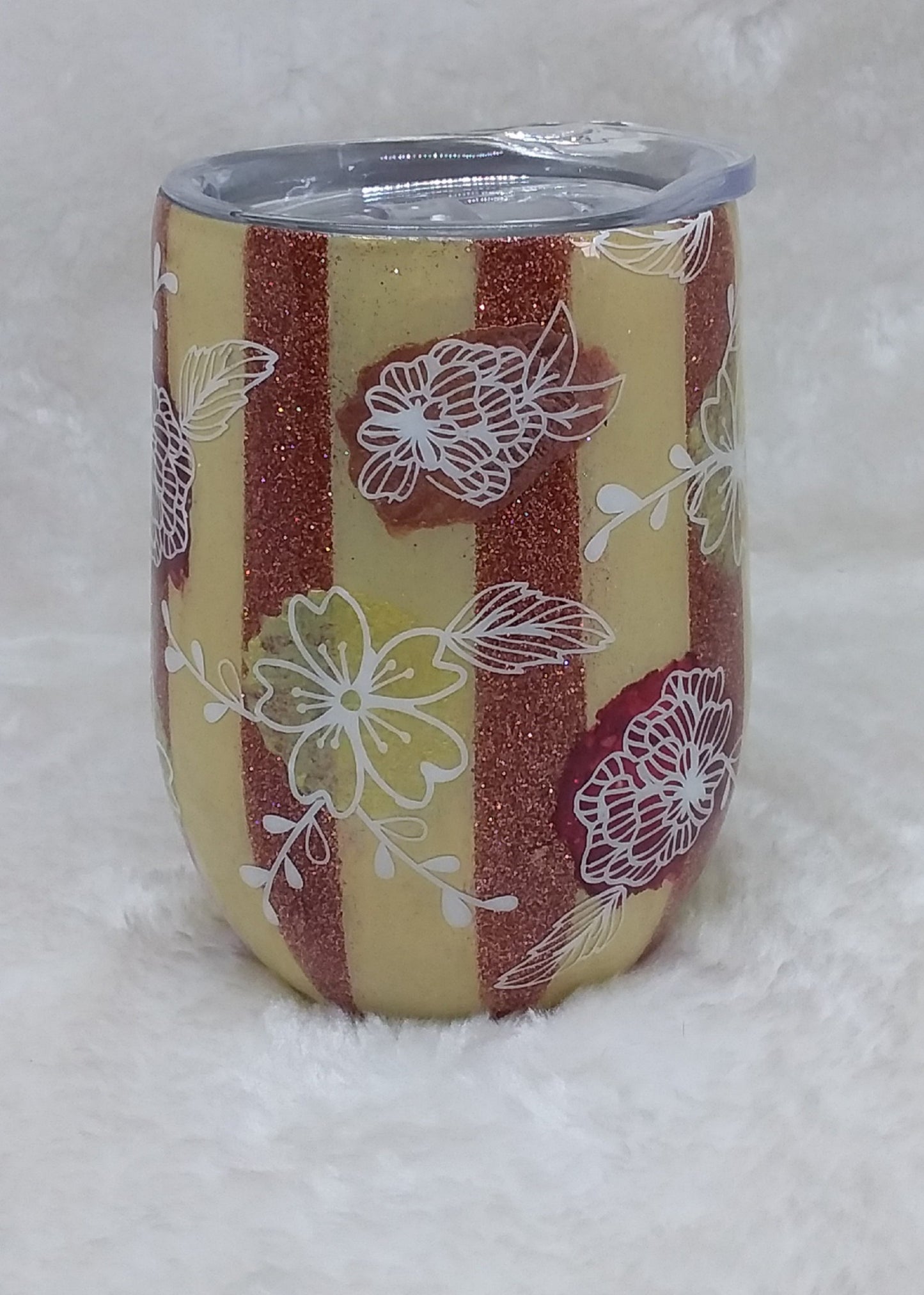 Tumbler Trinkbecher Blüten Strohhalm