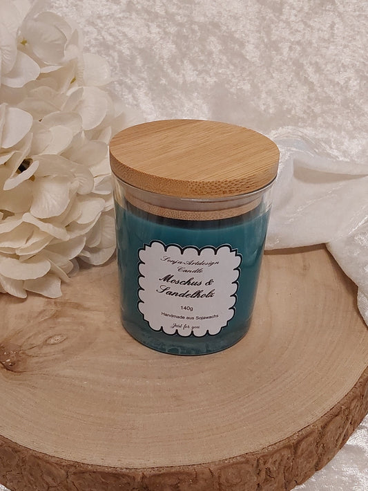 Duftkerze im Glas, Moschus & Sandelholz 140g