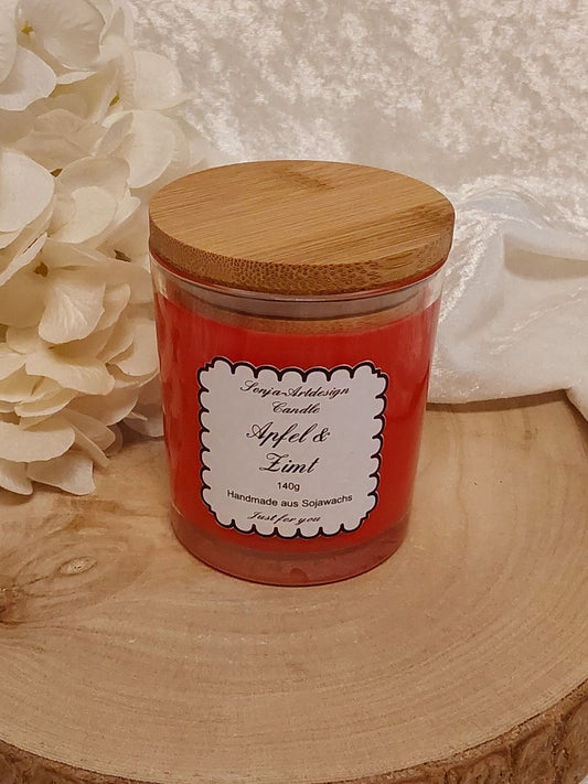 Duftkerze im Glas, Apfel & Zimt 140g