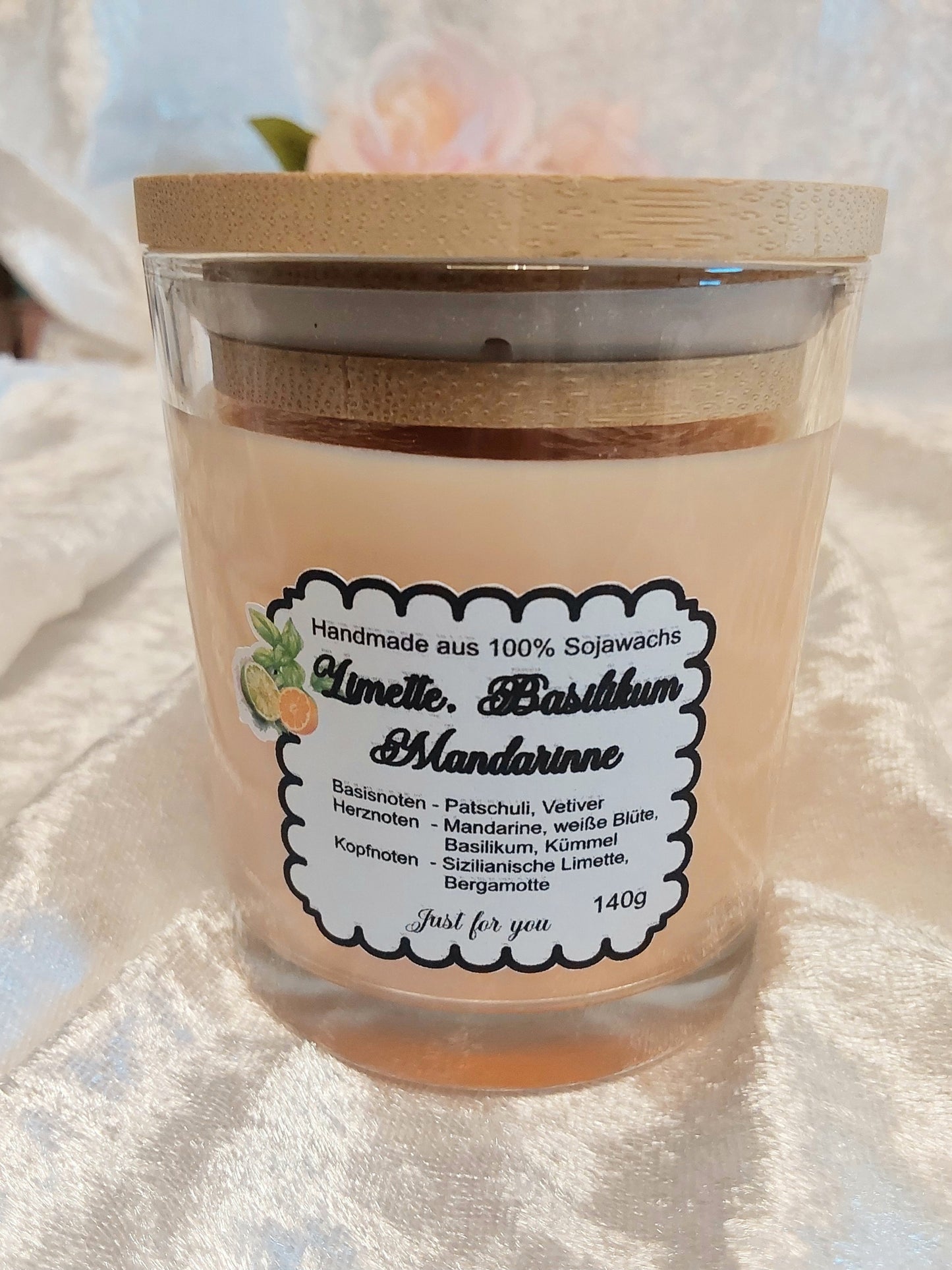 Duftkerze im Glas, Limette, Basilikum & Mandarine 140g