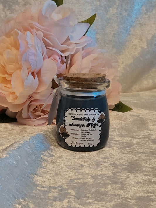 Duftkerze im Glas, Sandelholz & schwarzer Pfeffer 80g