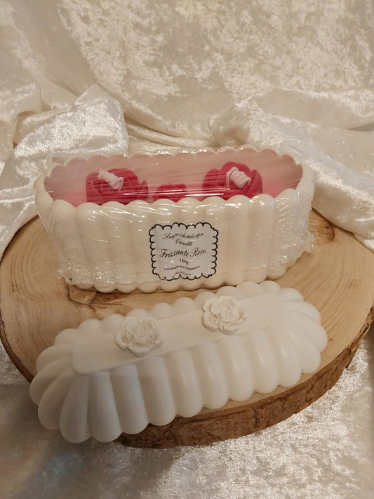 Duftkerze in Wellendose mit Deckel Frizzante Rose 180g