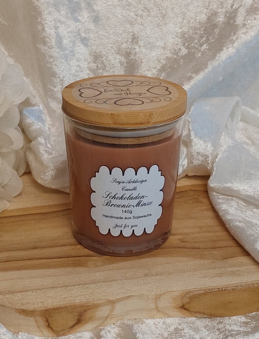 Duftkerze im Glas Schokoladen-Brownie-Minze