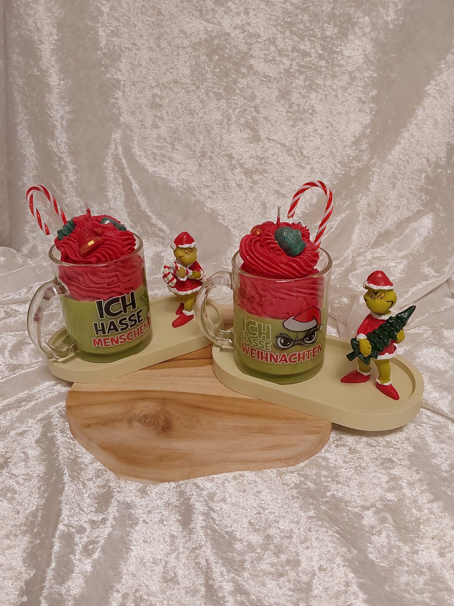 Grinch Duft-Weihnachtskerze, Tablett, Figur