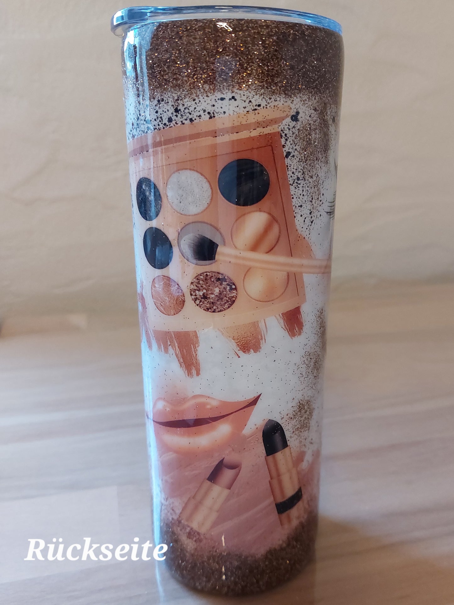 Tumbler Glitzer Spruch Make Up