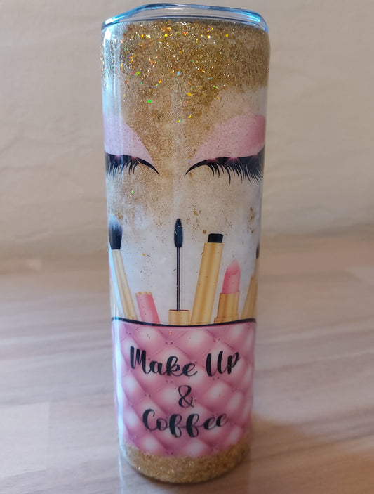 Tumbler Glitzer Make Up & Coffee