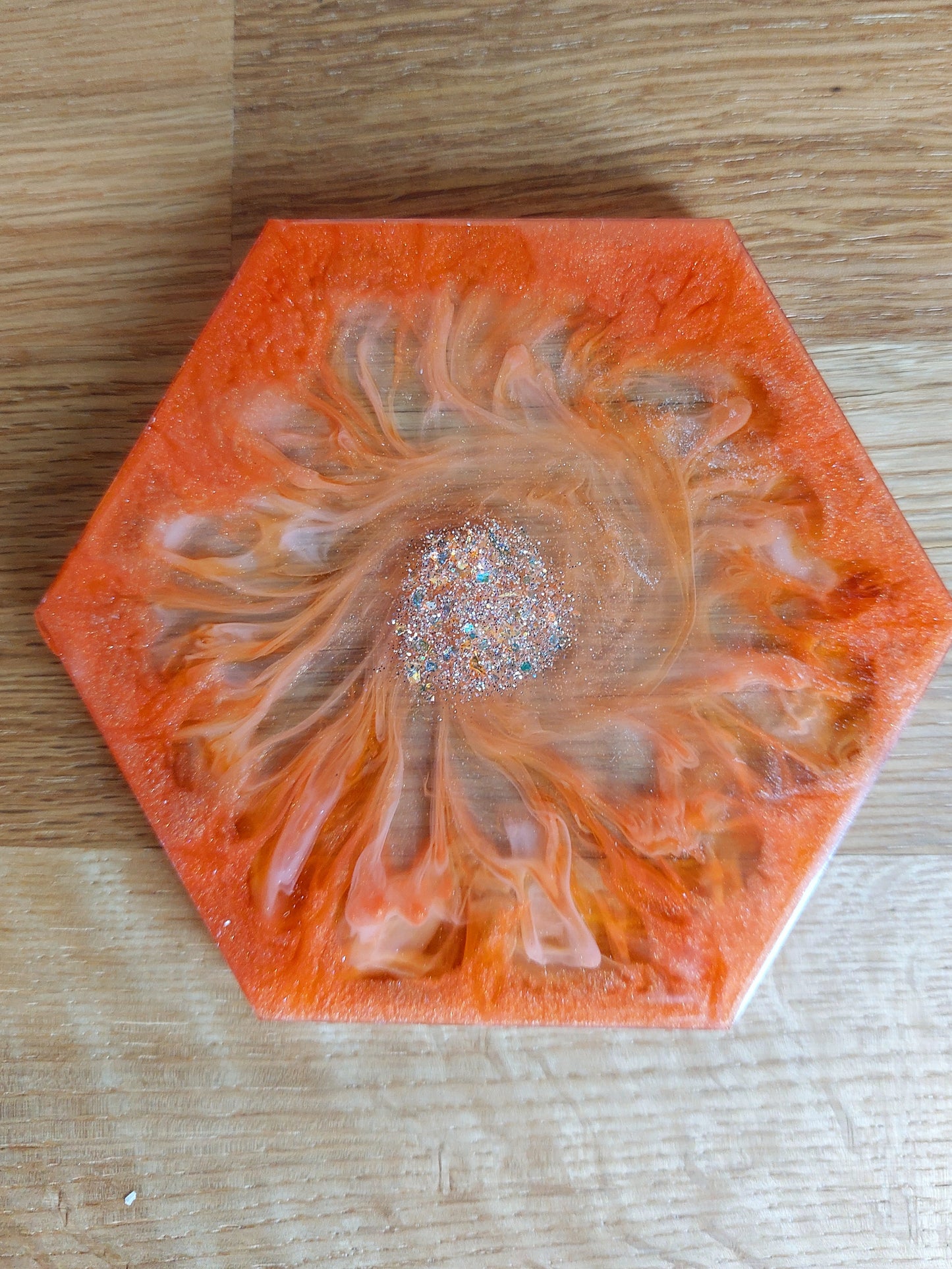 Resin Tablett Untersetzer und Federschale in Orange
