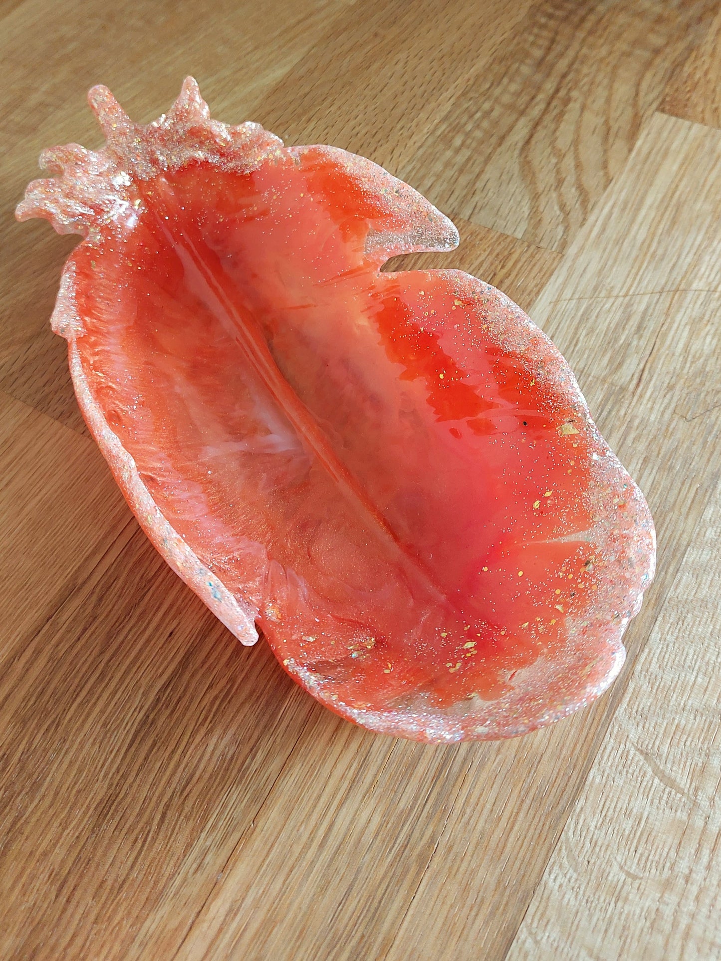 Resin Tablett Untersetzer und Federschale in Orange