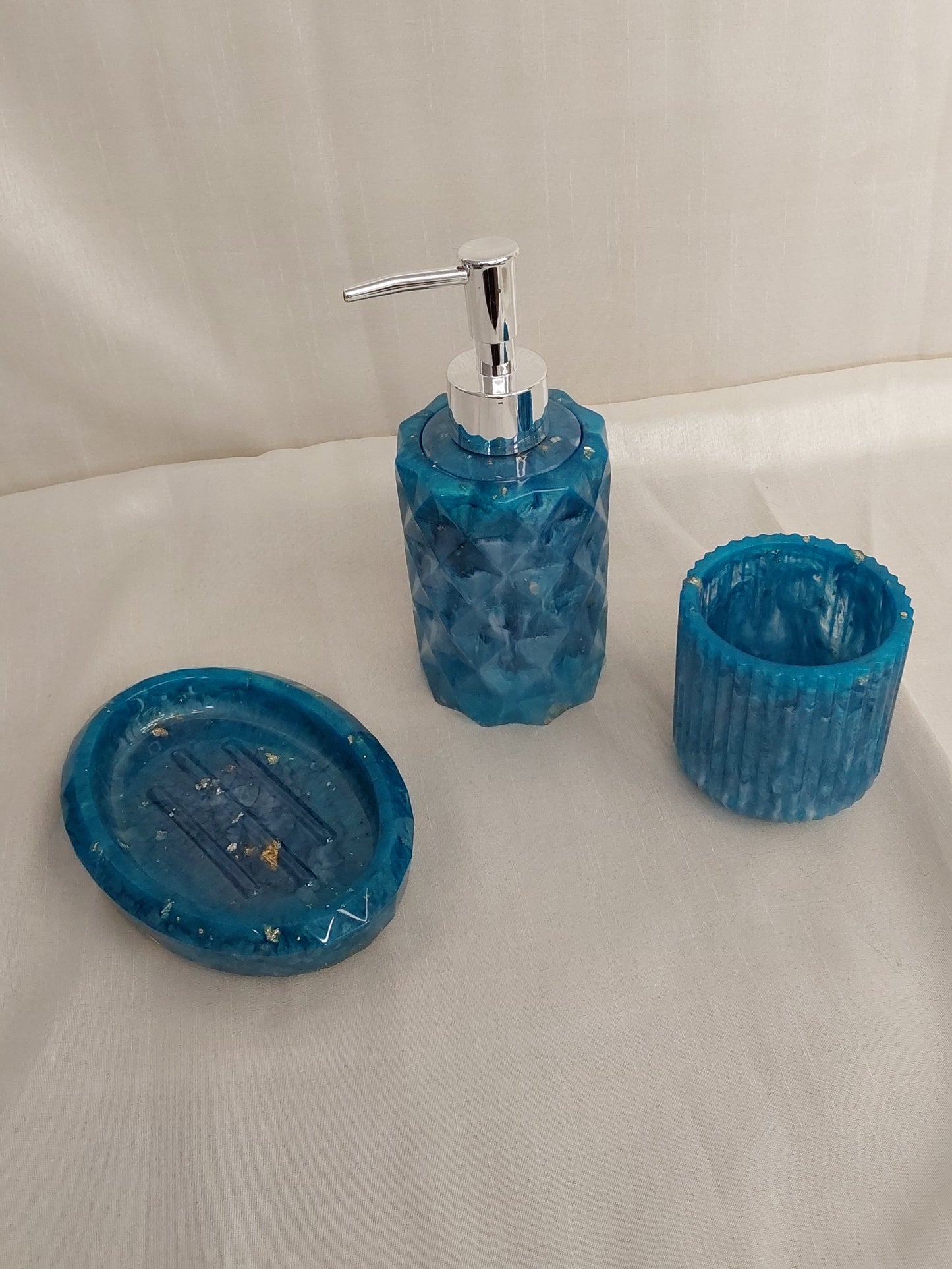 Badezimmer-Set Blau 3teilig