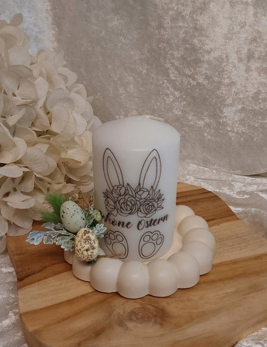 Oster-Kerze mit Kerzenteller