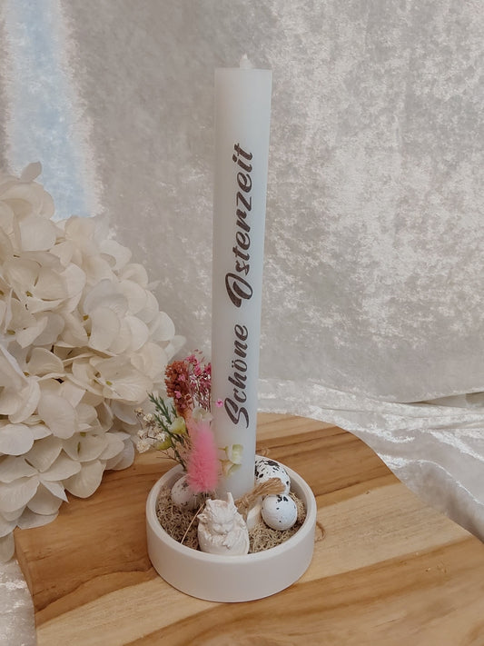 Oster-Kerze in rundem Kerzenhalter