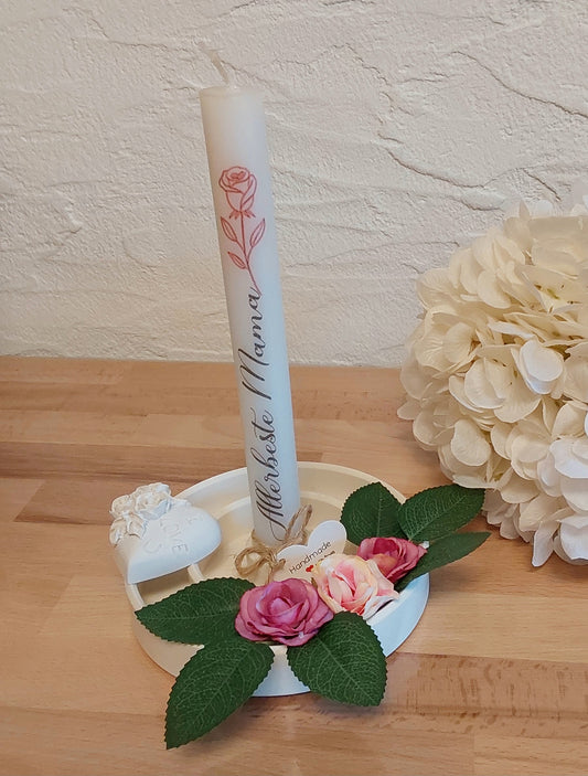 Stabkerzenhalter rund Kerze Allerbeste Mama