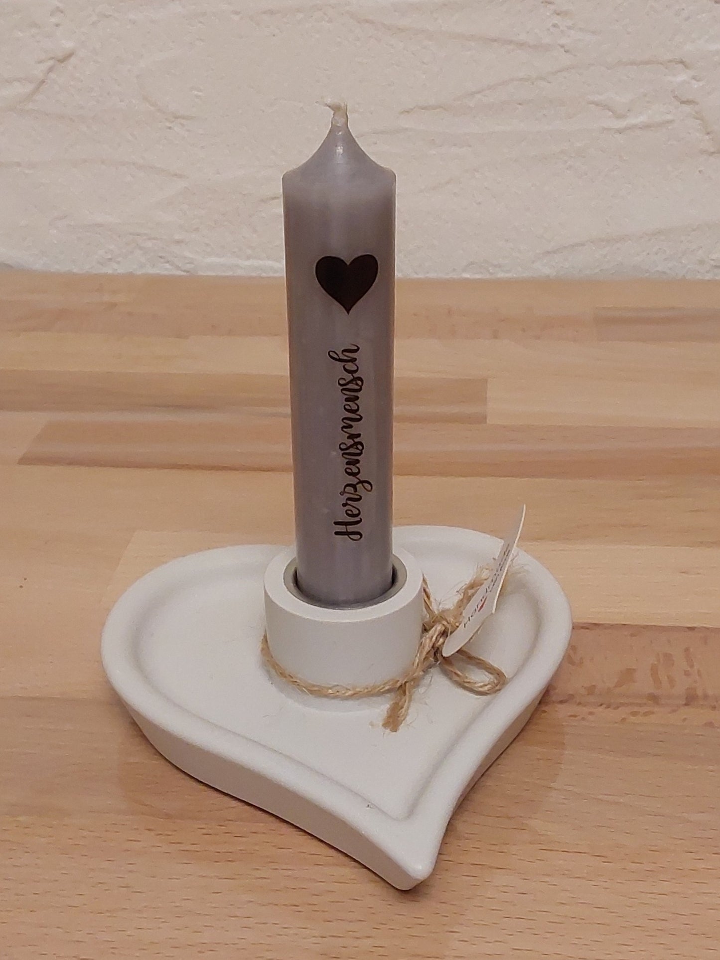 Herz-Stabkerzenhalter mit Kerze