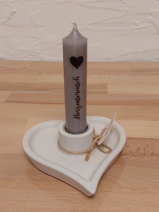 Herz-Stabkerzenhalter mit Kerze