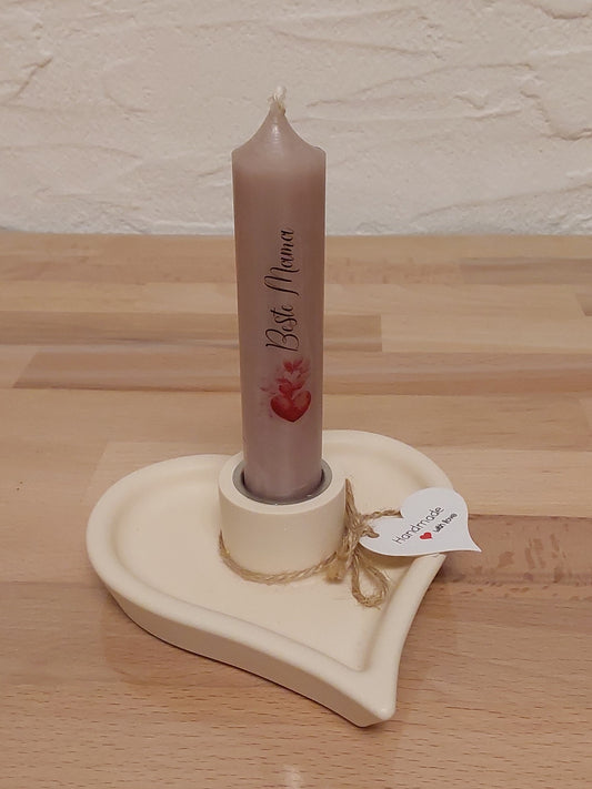 Herz-Stabkerzenhalter mit Kerze