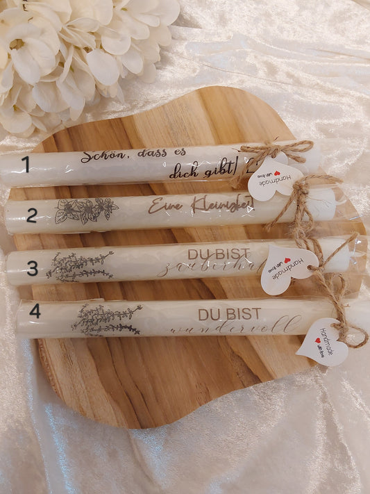 Stabkerzen mit Aufschrift