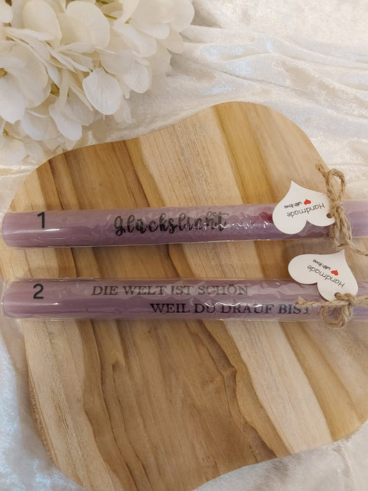 Stabkerzen mit Aufschrift