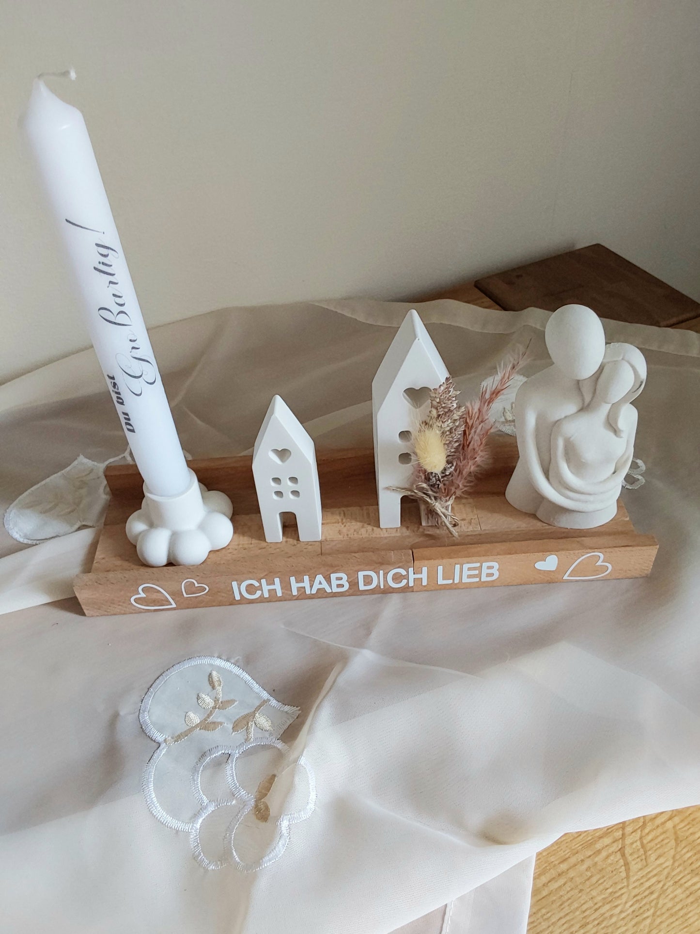 Geschenk-Set Holztablett Häuschen Valentinstag