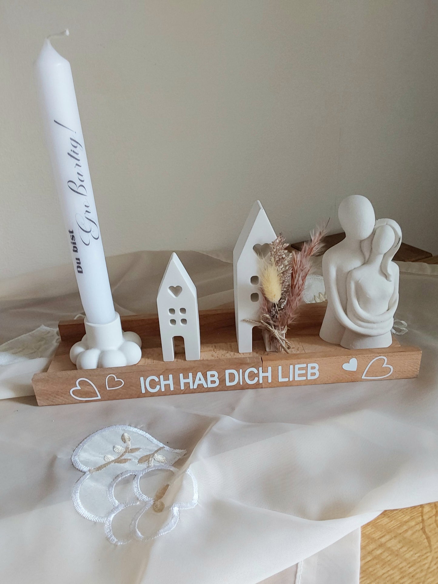 Geschenk-Set Holztablett Häuschen Valentinstag