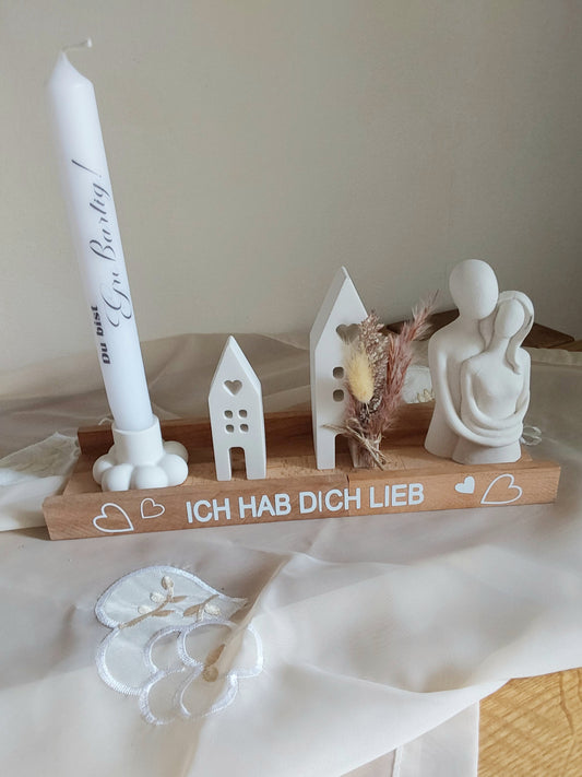 Geschenk-Set Holztablett Häuschen Valentinstag